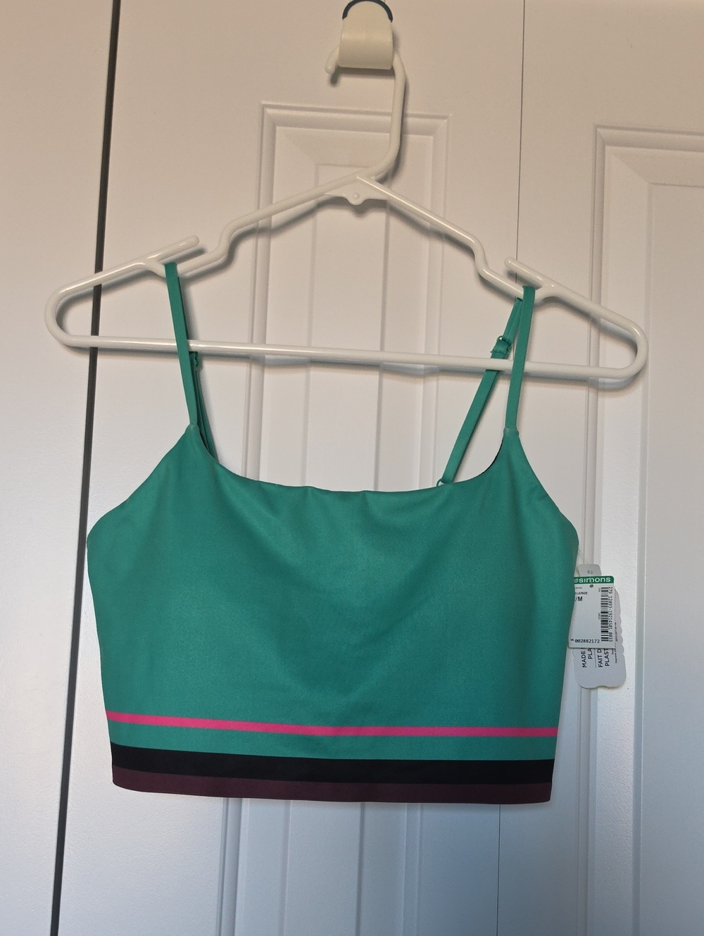 Green Striped Crop Cami Top